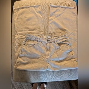 Hidden Jeans Beige Wide‎ Leg Cropped With Raw Hem Sz 28